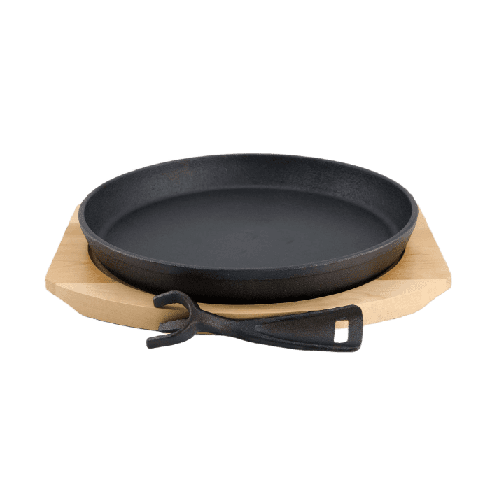 Cast Iron Sizzling Plate & Holder